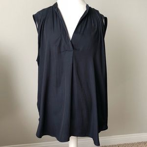 LOFT Navy Blue Split Neck Sleeveless Blouse